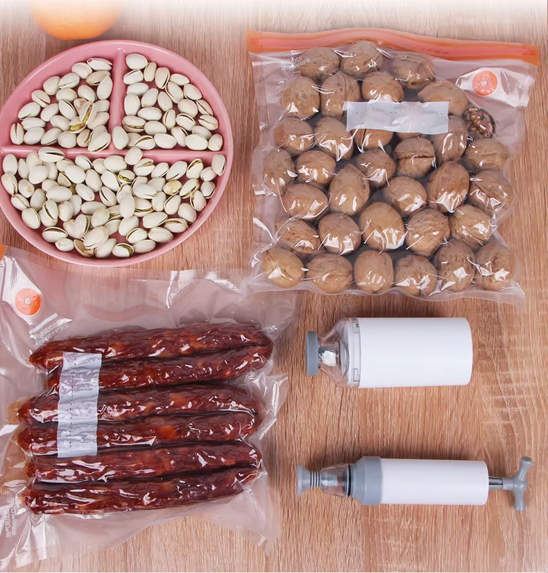 Food Grade Eco-Friendly PE Food storage bags with air valve ,Plastic Zipper bags,Vacuum sealer package for Food and Fruits