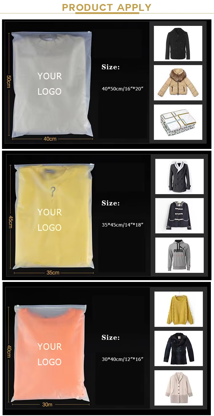 Custom Printing Plastic Frosted Zipper Bag Matte Black Zip Lock Packaging Bag For Clothes