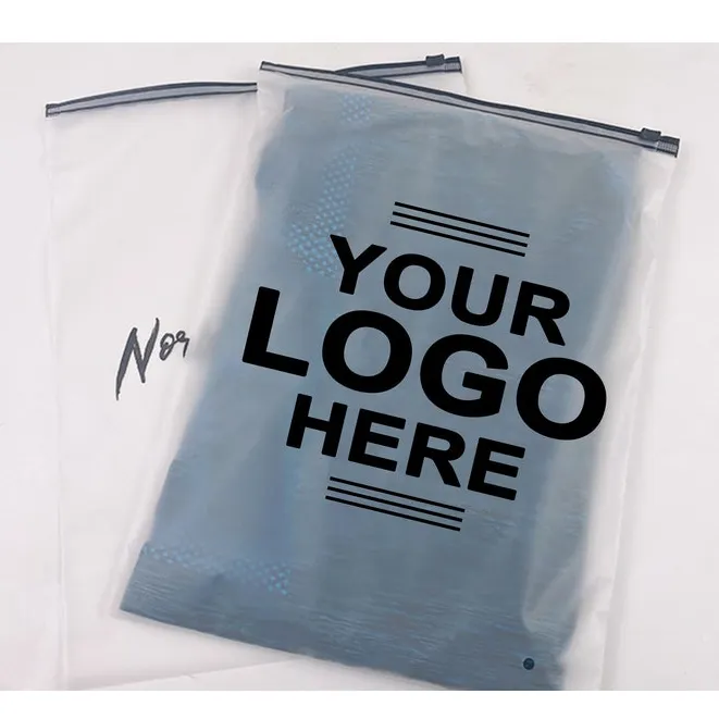 Printed Logo Resealable Poly Pe T-Shirts Bag Custom Frosted Zipper Plastic Packaging Zip Lock Bag For Clothes