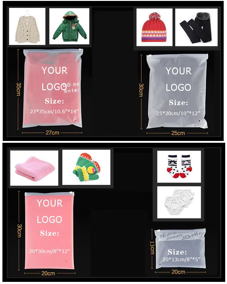 Custom Printing Plastic Frosted Zipper Bag Matte Black Zip Lock Packaging Bag For Clothes