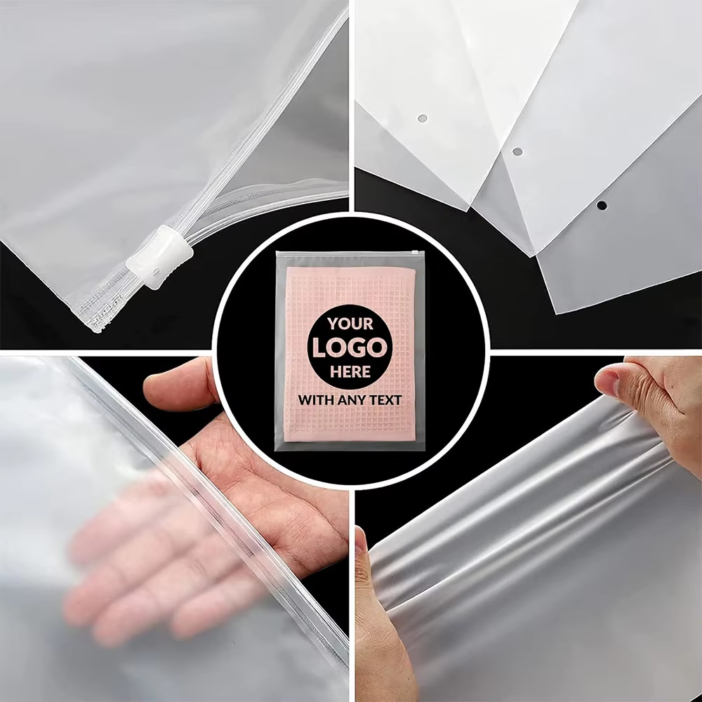 Printed Logo Resealable Poly Pe T-Shirts Bag Custom Frosted Zipper Plastic Packaging Zip Lock Bag For Clothes