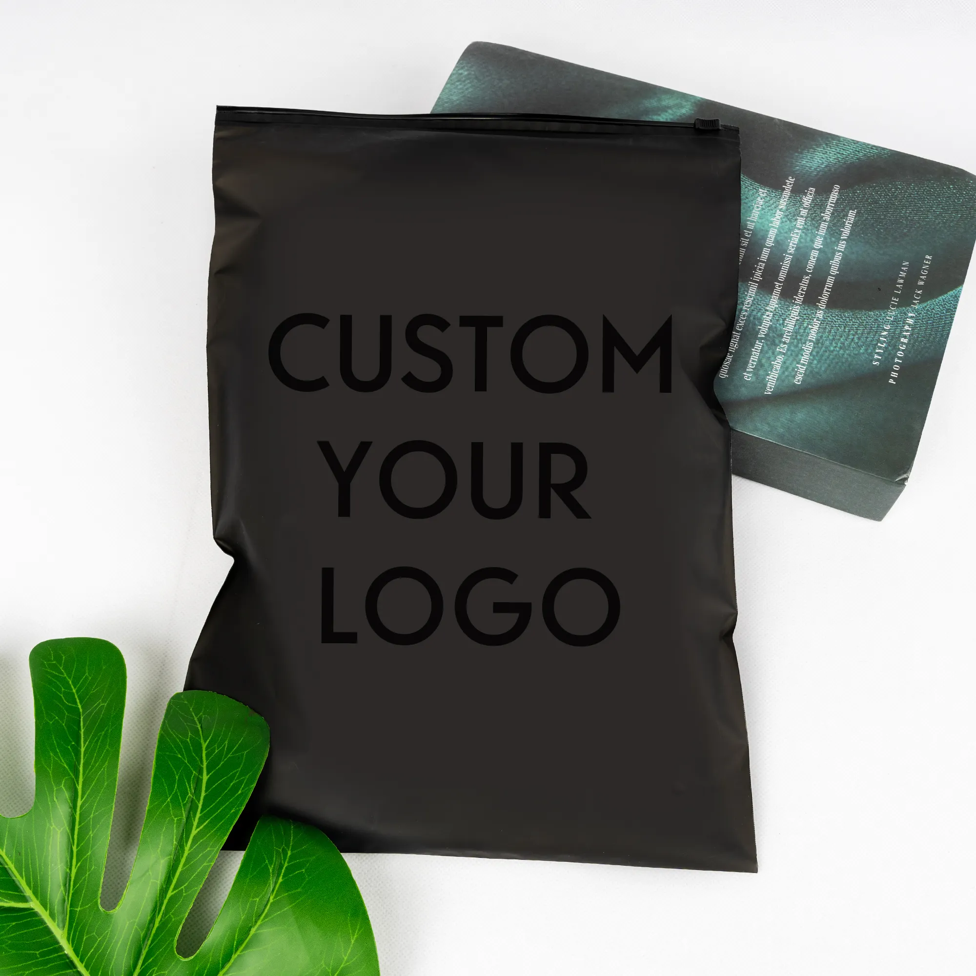 Custom Printing Plastic Frosted Zipper Bag Matte Black Zip Lock Packaging Bag For Clothes