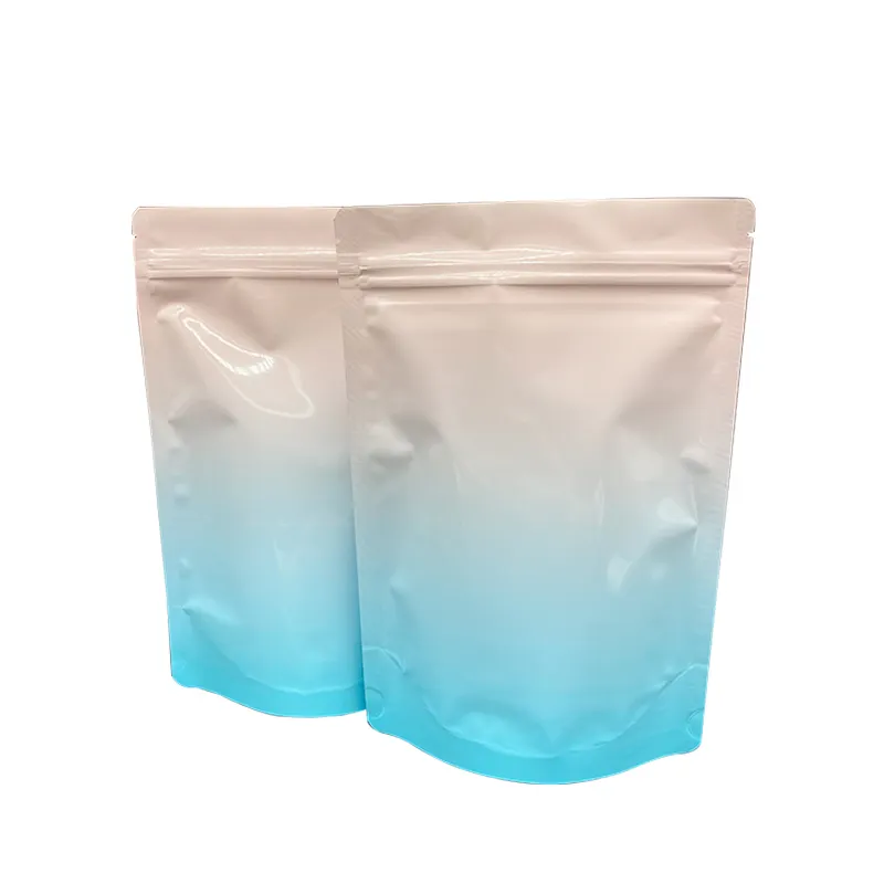 Gradient color aluminum foil bags printed packaging bag snack puffed food pouch small sachet ziplock stand up pouch