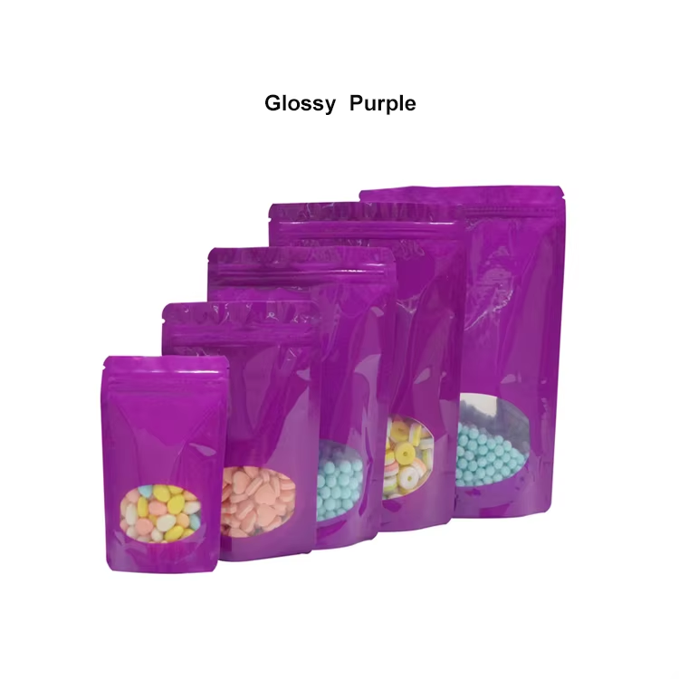 Pink Black White Smell Proof Doypack Recloseable Ziplock Stand Up Pouch Aluminium Foil Bag With Oval Window