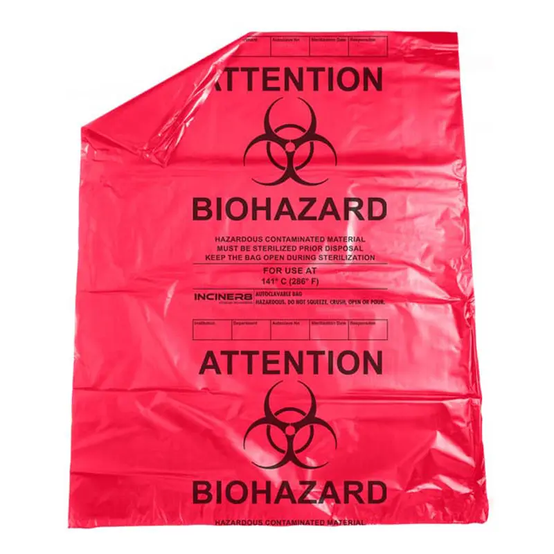 Disposable plastic 240l big black trash bags yellow garbage bags for hospital waste flat pocket trash