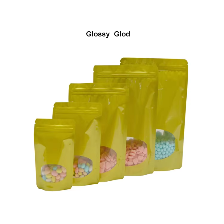 Pink Black White Smell Proof Doypack Recloseable Ziplock Stand Up Pouch Aluminium Foil Bag With Oval Window