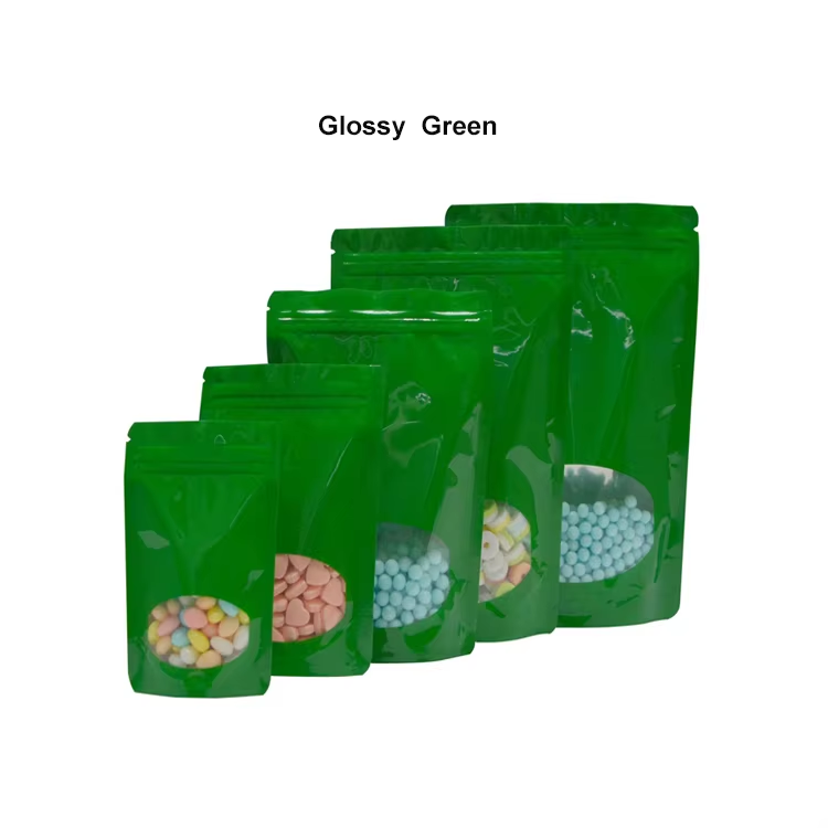 Pink Black White Smell Proof Doypack Recloseable Ziplock Stand Up Pouch Aluminium Foil Bag With Oval Window