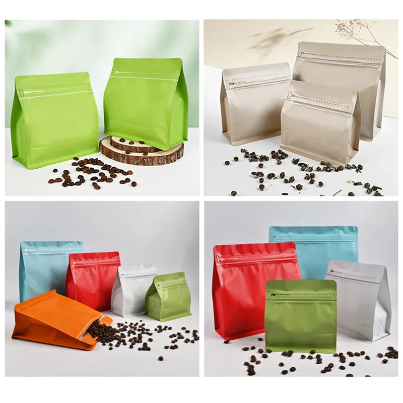 250g 500g coffee pouch bags coffee packaging flat bottom Matt Plastic Aluminum Foil zipper coffee bag
