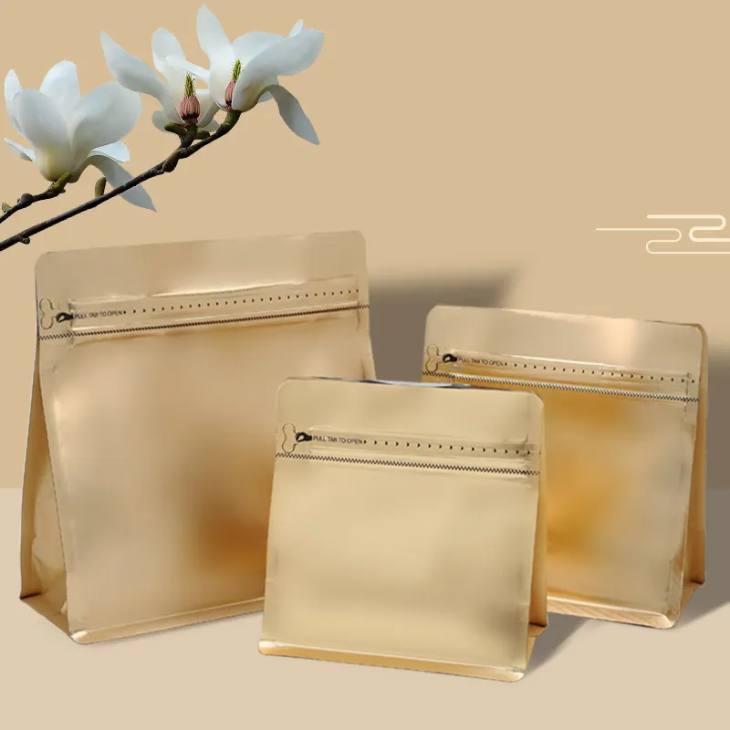 250g 500g coffee pouch bags coffee packaging flat bottom Matt Plastic Aluminum Foil zipper coffee bag