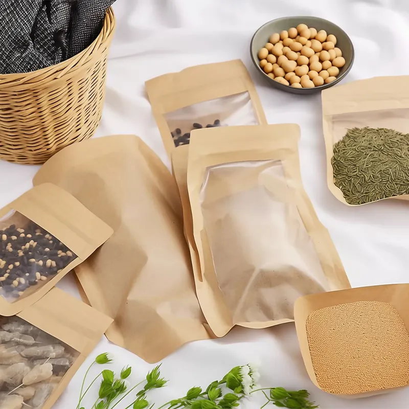 ziplock bags wholesale Sealed against moisture packaging bag kraft paper packaging for cashew nuts
