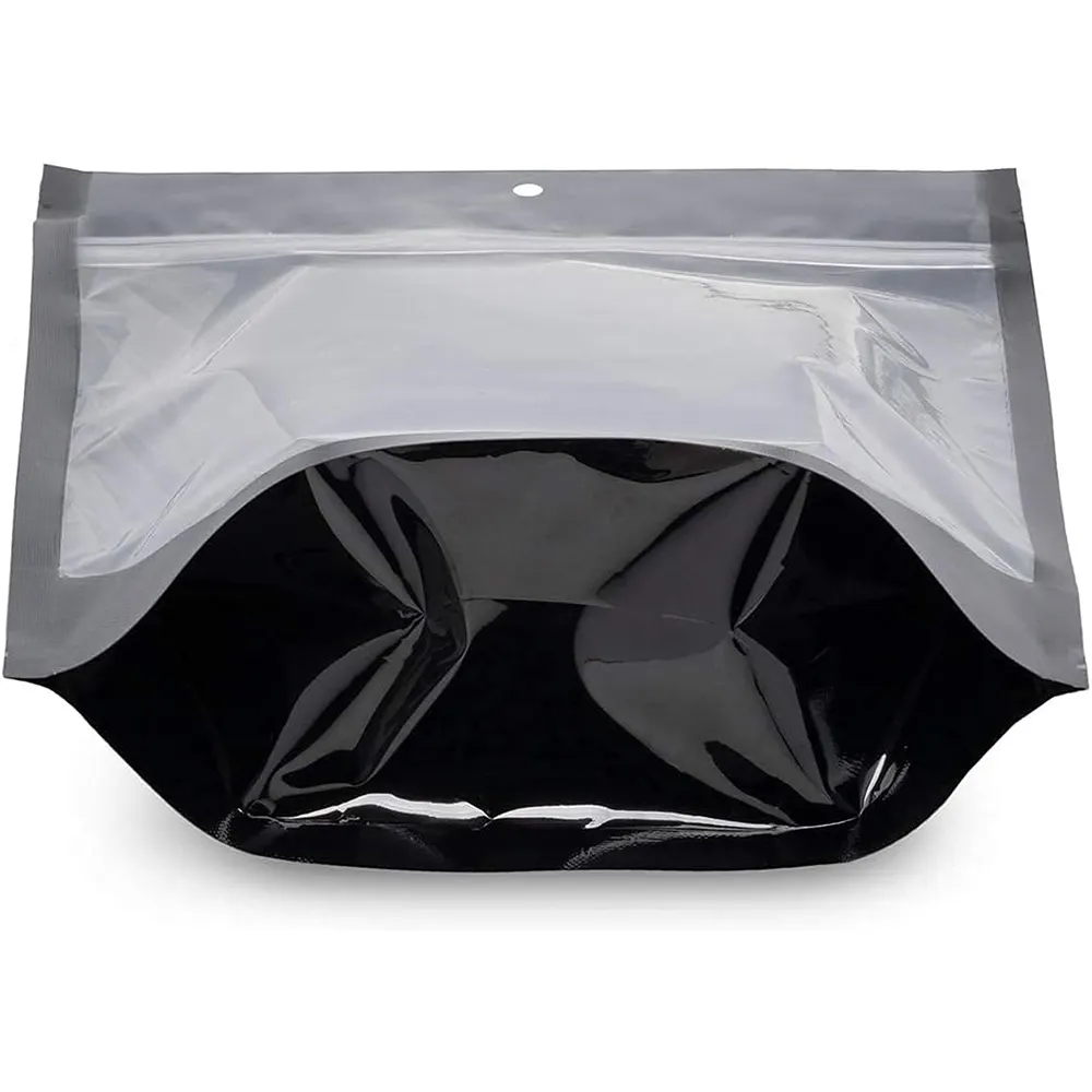Clear/Black Nylon Resealable Stand Up Bags Heat Seal Zipper Lock Reusable Storage Pouches Packaging with Tear Notches