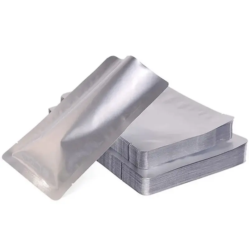 Silver Food Grade Autoclave Vacuum Heat Sealable Plain Aluminum Foil Mylar Bag Open Top Packing Bulk Food Storage Retort Pouch
