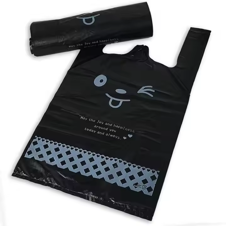 Smiley Face Wafer Bag Small Medium Large Convenience Bag Supermarket Shopping Plastic Portable Plastic Bags