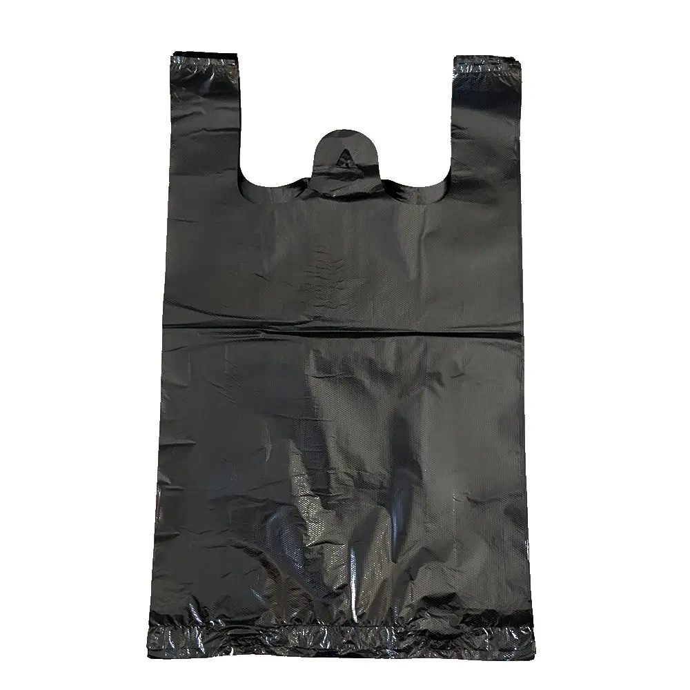 High Capacity Garbage Plastic Bags Rubbish Sacks Customizable Vest Carrier Black Bags Shopping Bag With Own Logo