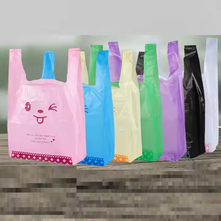 Smiley Face Wafer Bag Small Medium Large Convenience Bag Supermarket Shopping Plastic Portable Plastic Bags