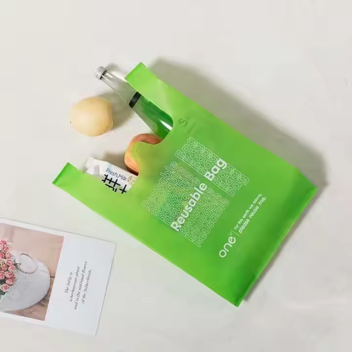 Eco Friendly Supermarket Tshirt Non-woven Vest Bag W U Cut Bag Custom Logo Packaging Bag