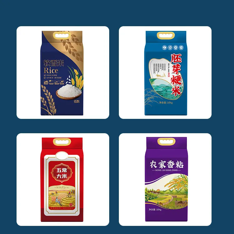 Custom Printing Plastic 1kg 2kg 5kg 10kg Flat Bottom Thailand Basmati Rice Packaging Bag With Handle