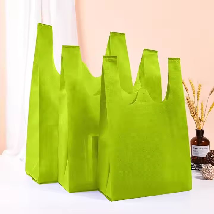 Eco Friendly Supermarket Tshirt Non-woven Vest Bag W U Cut Bag Custom Logo Packaging Bag