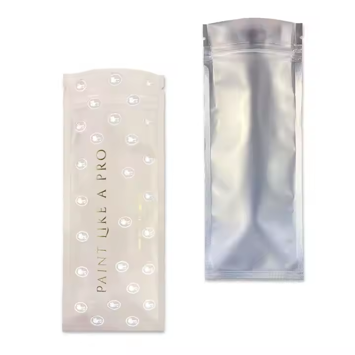 Custom Logo Printed Small Mylar Bag 3 Side Seal Ziplock Pouches for Cosmetic Packing