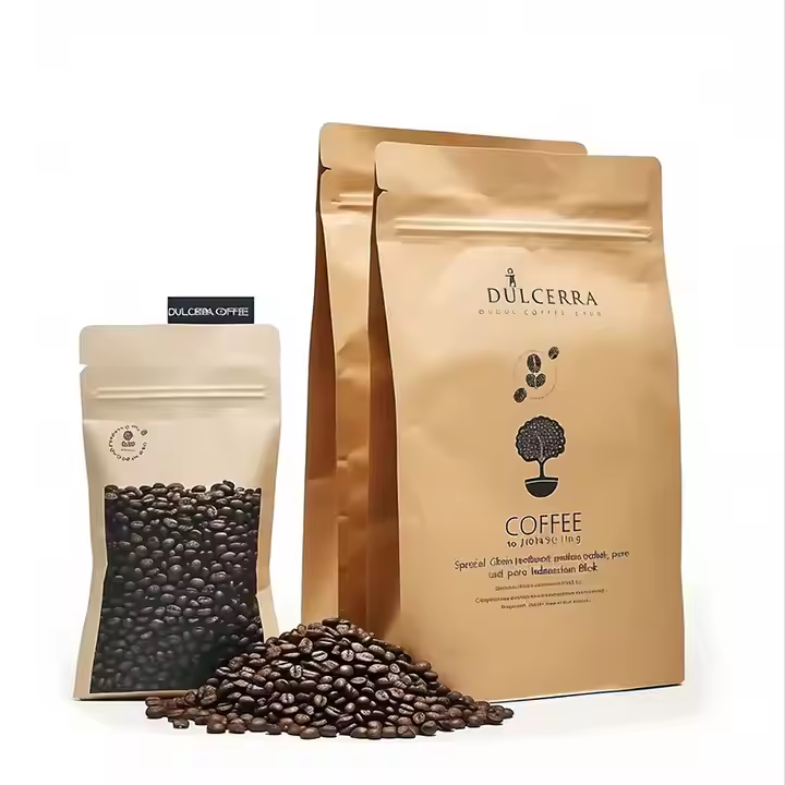 Hebeimili-9*14cm Waterproof Zipper Sealed Resealable Zip Lock Food Grade Ziplock Stand up Pouch Brown Kraft Paper Bag With Window