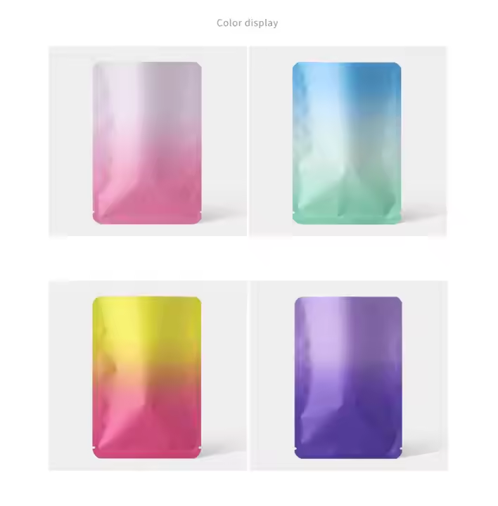 Hebeimili-Customized Gradient Colorful Mylar Bags Aluminum Foil 3 Side Heat Seal Flat Pouch Empty Blind Gifts Packaging Bags