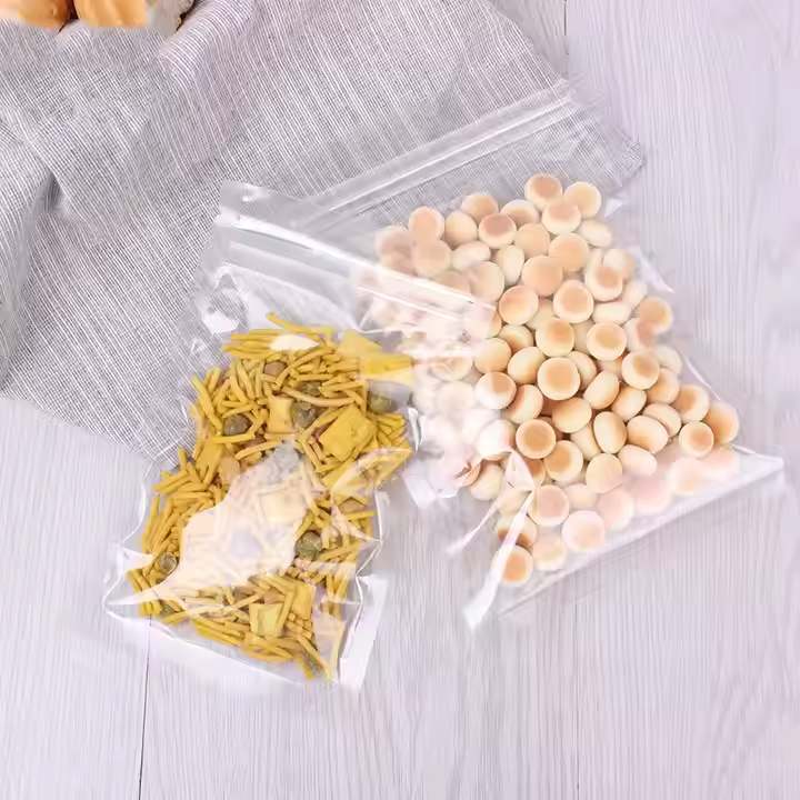 Hebeimili-In Stock and Custom Clear Transparent 3 Side Seal Flat Resealable Zip Lock Food Packaging Plastic Pouches Bags